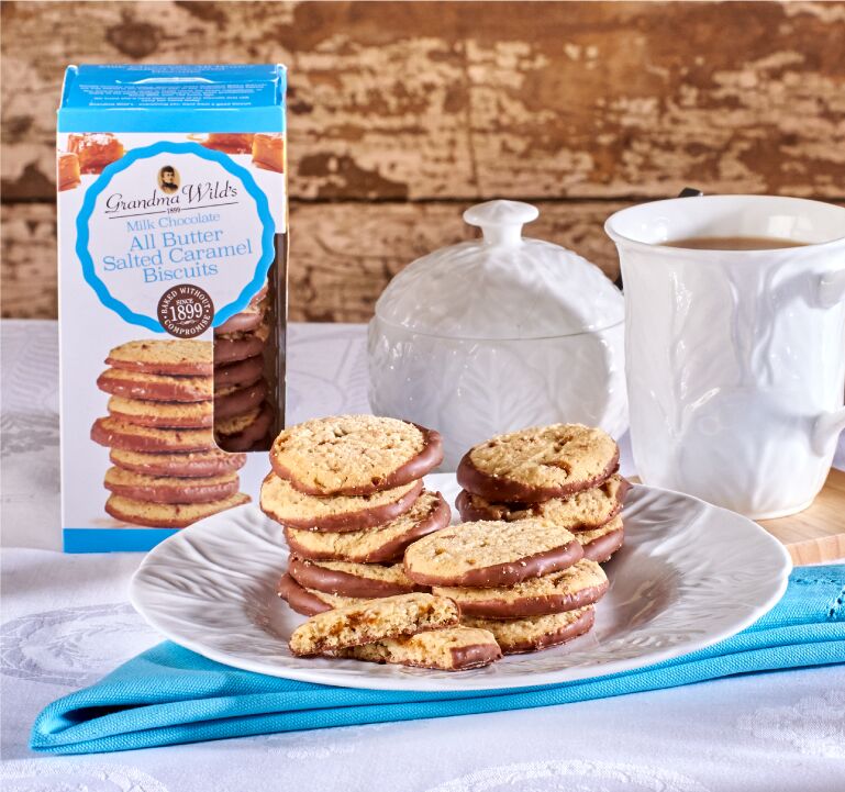 All Butter Milk Chocolate Coated Salted Caramel Biscuits