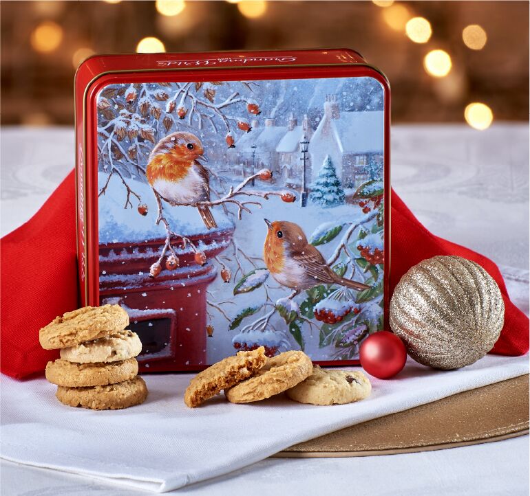 Embossed Robin with a Post Box Tin